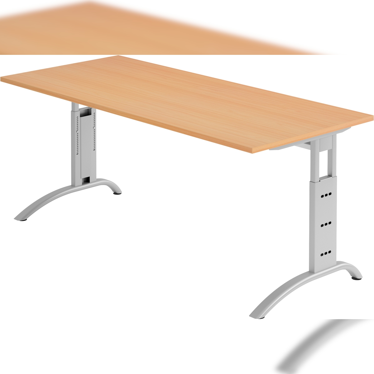 bümö manuell höhenverstellbarer Schreibtisch 180x80 cm in Buche - PC Tisch höhenverstellbar & groß, höhenverstellbarer Tisch Büro, großer Image