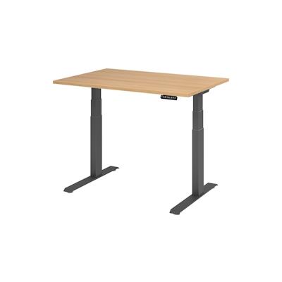 bümö elektrisch höhenverstellbarer Schreibtisch 120x80 cm in Eiche, Gestell graphit mit Memory-Steuerung, elektrischer Bürotisch höhenverstellbar Image