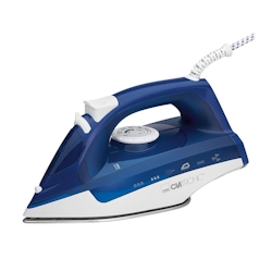 Clatronic DB 3704 Dampfbügeleisen, Keramiksohle, 7 Funktionen, 34 Dampfdüsen, Thermostat, Kabel 360º 2200W Weiß/Blau Image