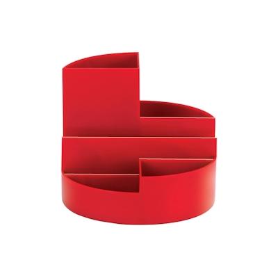 MAUL Rundbox rot, 6 Fächer, mit Brief- und Zettelfach, bruchsicherer Kunststoff, Maße: Ø 14 x Höhe 12,5 cm