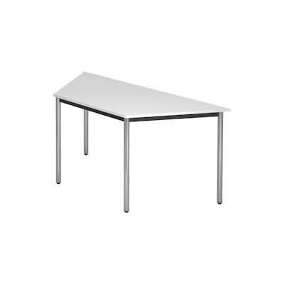 bümö Multifunktionstisch weiß, Tisch 160 x 69 cm, Tischfuß verchromt - Tisch Trapez, Besprechungstisch System D-Serie, Konferenztisch, Meetingtisch, Image