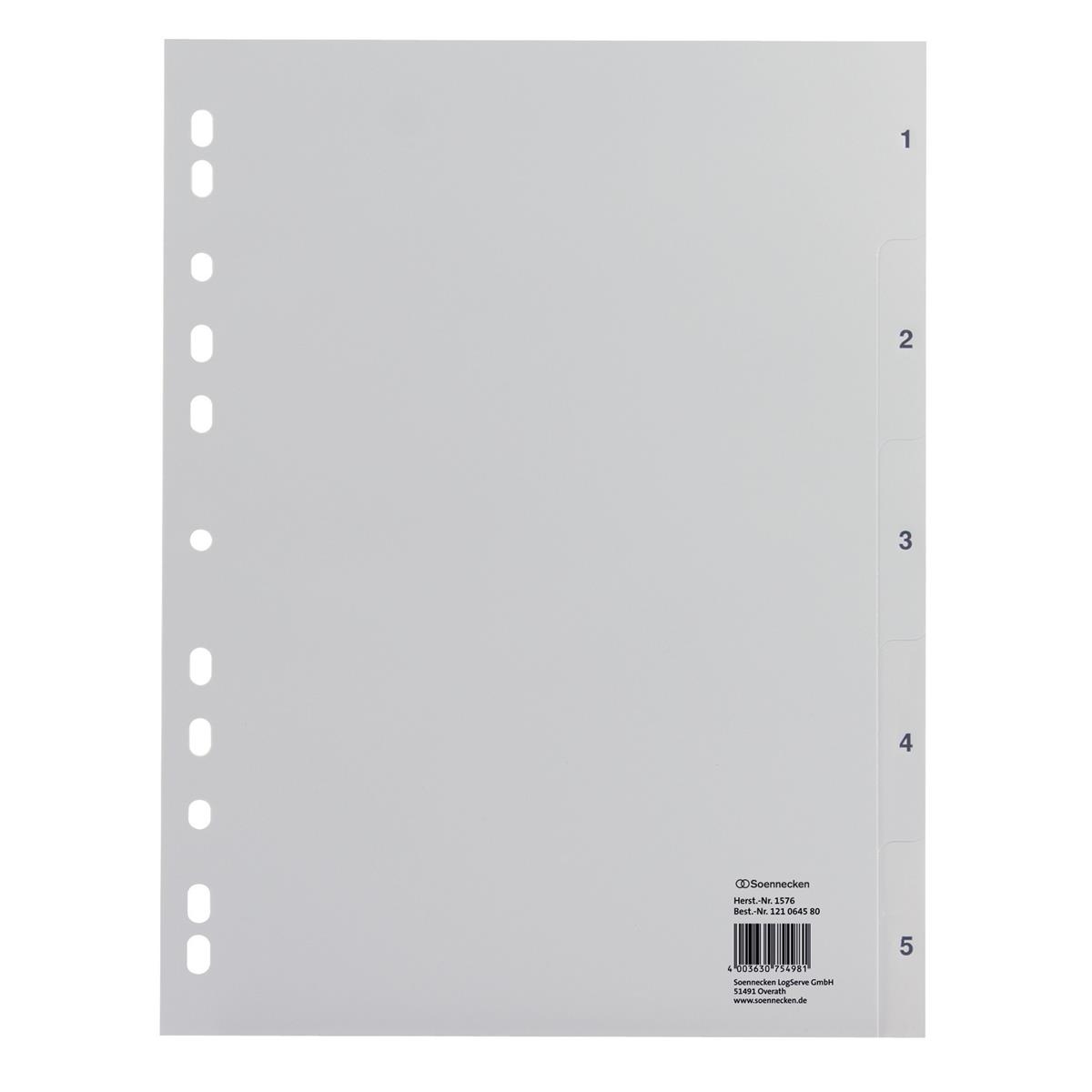 Soennecken Register 1576 DIN A4 1-5 volle Höhe PP grau Image
