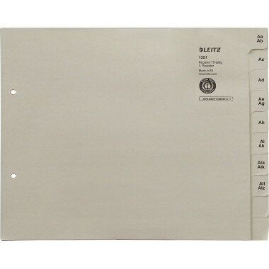 Leitz Registerserie 13510085 DIN A4 A-Z für 75Ordner Tauenpapier grau Image