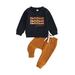 Peyakidsaa Baby Halloween Outfits Letter Sweatshirt + Solid Color Pants Set