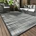 SIXHOME Outdoor Rug Carpet 6 x9 Waterproof Reversible Patio Rug Portable Modern Abstract Indoor Outdoor Rug Plastic Straw Rug for RV Camping Garden Picnic Deck Backyard Porch Decor Grey and White