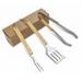 Wooden Handle Shovel Fork Outdoor Barbecue Tools BBQ Barbecue Set Grill Household Barbecue Clip 3PCS