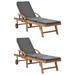 Sun Loungers with Cushions 2 pcs Solid Teak Wood Dark Gray