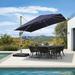 PURPLE LEAF 10 Ã— 10 FT Patio Umbrella Outdoor Cantilever Umbrella with Champagne Post Hanging Offset Umbrella for Pool Deck Garden Navy Blue