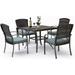 7 Piece Patio Dining Set Outdoor Dining Table Set Patio Wicker Furniture Set for Backyard Garden Deck Poolside/Iron Slats Table Top Removable Cushions(Beige)