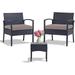 HJNIUNIU Outdoor Chairs Set Bistro Set 3 Pieces Patio Conversation Set Set for Small Balcony Rattan Chairs and Table with Cushions Red