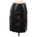 Jim & MaryLou Faux Leather Pencil Skirt Knee Length: Black Solid Bottoms - Women's Size 4