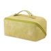 Travel Makeup Bag Large Opening Makeup Bag Portable Makeup Bag Opens Flat for Easy Access PU Leather Makeup Bag Large Cosmetic Organizer for Women Girls yellow