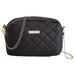 Angfeng Fashionable camera bag for women small square bag embroidered chain bag cosmetic bag rhombus crossbody bag(Black)