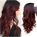 Stiwee Don t Miss Out Wine Red Wigs Women s Accessories Middle Parted Wine Gradient Women s Medium Parted Long Curly Wig