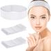 WILLBOND 50 Pieces Disposable Headbands Soft Non-woven Spa Facial Headbands Stretch Skin Care Hair Band with Convenient Closure Salon Makeup Sauna Supplies for Women Girls White