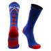 LAX Lacrosse Socks with Lacrosse Sticks Athletic Crew Socks (Royal/Red Small)