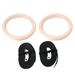 Delaman Gymnastic Ring Wooden Professional Gymnastic Rings Gym Fitness Strength Training with Polyester Straps 1 Pair