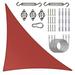 ColourTreeUSA Right Triangle Sun Shade Sail w/Hardware Kit + Cable Ropes HDPE Mesh Fabric Screen Canopy UV Block 190 GSM 20 x 20 x 28.3 - Red