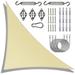 ColourTreeUSA Right Triangle Sun Shade Sail w/Hardware Kit + Cable Ropes HDPE Mesh Fabric Screen Canopy UV Block 190 GSM 18 x 18 x 25.5 - Beige