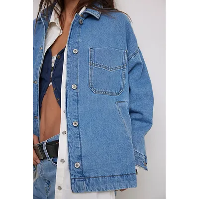 We The Free Madison City Denim Jacket at Free People in Medium Blue Denim, Size: XL