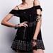 Free People Dresses | Free People Bobo Cotton Off Shoulder Embroidered Mini Dress Vacation | Color: Black/Gray | Size: S