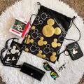 Disney Bags | Disney Mickey Mouse Set Drawstring Backpack Wallet Christmas Ornament Sunglasses | Color: Black/Gold | Size: Os