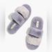 Madewell Shoes | Madewell - Gray Dusty Two-Strap Scuff Slippers Recycled Faux Fur - Size 8 - New | Color: Gray | Size: 8