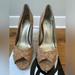 Nine West Shoes | Nib: Women’s Nine West Cork And Gold Fleck Open Toe Heels Size 6 | Color: Gold/Tan | Size: 6