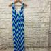 J. Crew Dresses | J Crew Blue Green Chevron Print V Neck Sleeveless Maxi Dress | Color: Blue/Green | Size: L