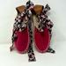 Anthropologie Shoes | Anthropologie Burgundy Red Suede Like Floral Ankle Wrap Tie Espadrilles Size 9 | Color: Black/Pink | Size: 9