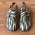 Free People Shoes | Free People Seattle Slingback Clog Animal Zebra Print Size 38 | Color: Black/Tan | Size: 38