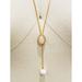 J. Crew Jewelry | J.Crew Necklace Gold-Plated Stone Freshwater Pearl Drop Adjustable Y Chain New | Color: Cream/Gold | Size: Os