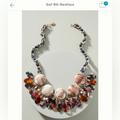 Anthropologie Jewelry | Anthropologie | Gail Bib Necklace | Tortoise Marble Velvet | Chain | Bobbles | Color: Blue/White | Size: Os