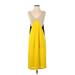 Zara Casual Dress - A-Line V Neck Sleeveless: Yellow Color Block Dresses - Women's Size Small