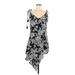 Vince Camuto Casual Dress - Mini V-Neck Sleeveless: Black Floral Dresses - Women's Size Large