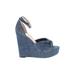 Jessica Simpson Wedges: Blue Solid Shoes - Women's Size 8 1/2 - Open Toe