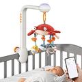 SIUKE Crib Mobile,Multifunctional Crab Musical Baby Crib Mobile Toy Projector Light with 360° Rotatable Cute Cartoon Hanging Rattles Pendants for Newborn Infants