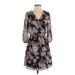 Charlotte Russe Casual Dress - Wrap: Black Print Dresses - Women's Size Medium