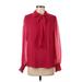 Calvin Klein Long Sleeve Blouse: Red Tops - Women's Size Small