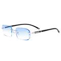 Diamond Cut Edge Fashion Reading Glasses for Men Women, Rimless Blue Light Blocking Presbyopia Glasses (Color : Blue, Size : 0)
