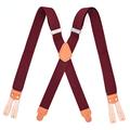 PONERY Mens Braces X Shape - Vintage 3.5 Cm Wide Suspenders Men Leather Button Suspenders Pant Braces Male Wedding Unisex Wear Y-Shape Strap With 6 Button,Burgundy