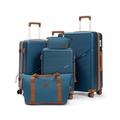 Cosbarn Luggage Sets 5 Piece Suitcases with Wheels, Carry On Luggage 22x14x9 Airline Approved, Suitcase Set Carry on Suitcases with Wheels ABS Hard Case Luggage, Navy, 5 Piece Sets (20/24/28/DB/TB),