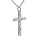 British Jewellery Workshops Silver 25x15mm hand engraved solid block Cross with a 1.3mm wide curb Chain 22 inches