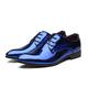 Ninepointninetynine Dress Shoes for Men Lace Up Patent Leather Derby Shoes PU Leather Low Top Anti-Slip Rubber Sole Wedding (Color : Blue, Size : 8 UK)