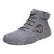 BIISDOST Spring and Autumn Men's Leather Shoes Korean High Top Short Boots Shoe Shoes Black Men's Suit Sneaker, gray, 9.5 UK