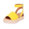 Sandals for Women Dressy Summer Wedge Sandals Casual Open Toe Rubber Sandals Ankle Women's Wedge Studded Sole Strap Women's Sandals Womens Walking Sandals Platform Sandals Face S Sandals (Yellow, 8)