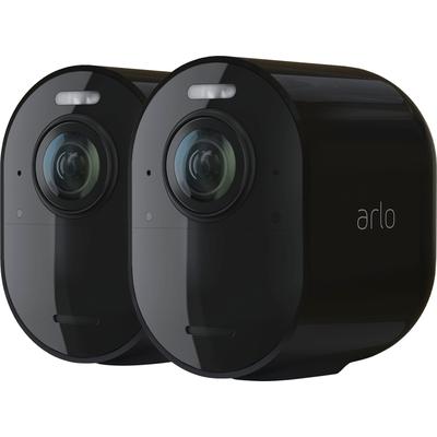 ARLO Überwachungskamera "Arlo Ultra 2 Spotlight-Kamera-Set", schwarz, H:7,84cm T:8,9cm, Überwachungskameras, Reichweite bis 91,4 m,Geräuscherkennung,Integrierte Sirene,Antenne
