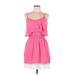 2b bebe Casual Dress - Mini Scoop Neck Sleeveless: Pink Solid Dresses - Women's Size Large