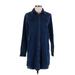 Gap Casual Dress - Shirtdress Collared 3/4 sleeves: Blue Solid Dresses - Women's Size Small