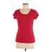 Liz Claiborne Career Short Sleeve Blouse: Red Tops - Women's Size Medium